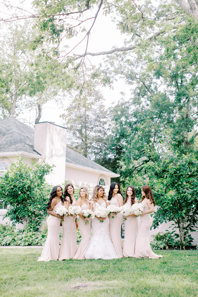 Bride and bridesmaids at Morais Vineyards and Winery.