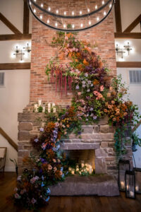 The mantel at The Tannery Barn- florals by Victoria Clausen