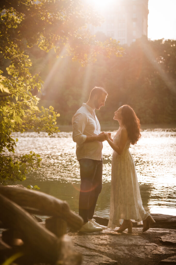 Engaged couple in New York, Brooklyn